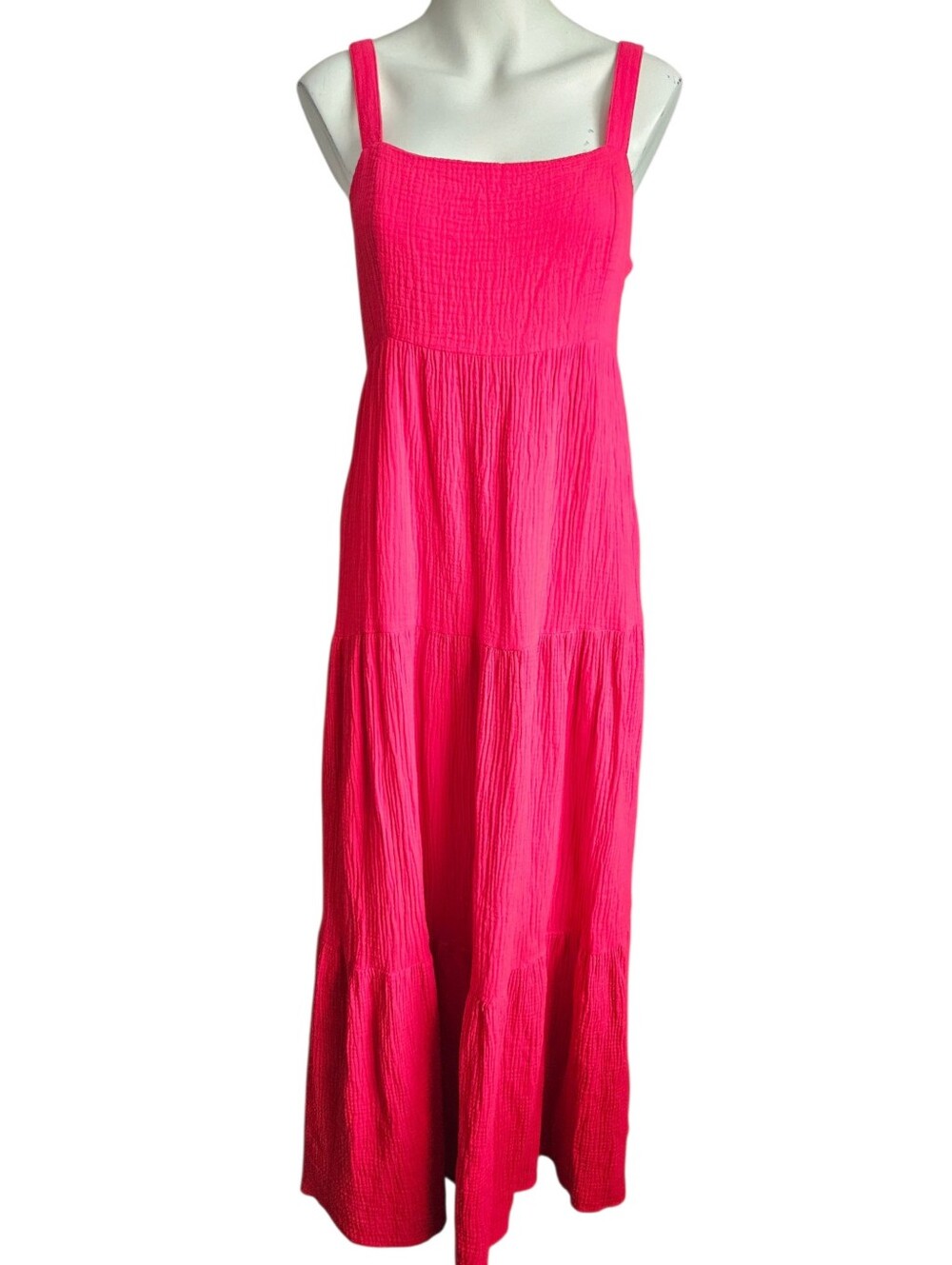 Skies Are Blue Red Tiered Lined Maxi Sundress‎ Size Sm Boho Resort Beach Cruise